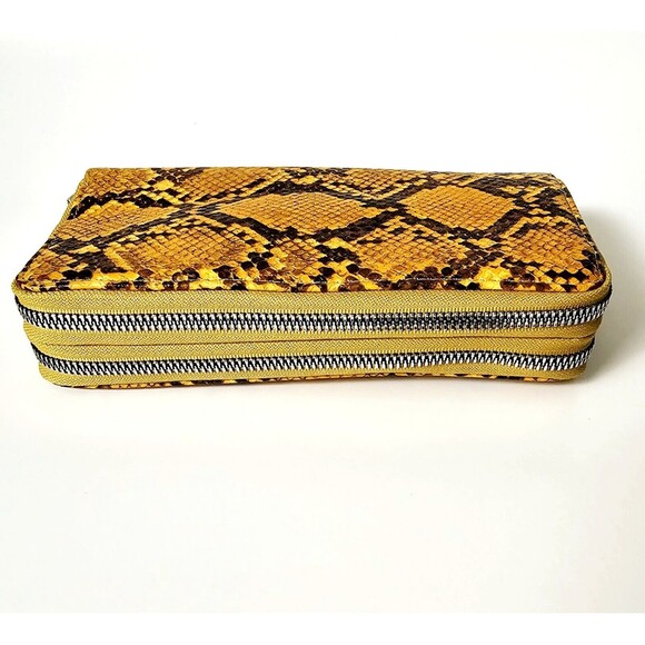 Wristlet Wallet Faux Snake Skin Card Slots Metal Double Zipper 8"x4"x2 "NWOT! - Picture 5 of 14